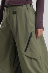 Women's Army Green Lightweight Breathable Baggy Snow Pants